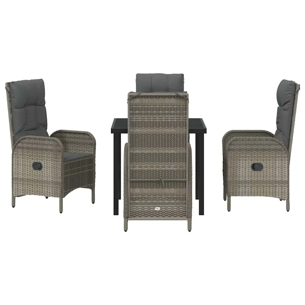 Garden Dining Set Poly Rattan 5 Pieces Grey