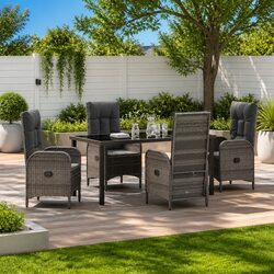 Durable 5-Piece Garden Dining Set with Cushions in Grey