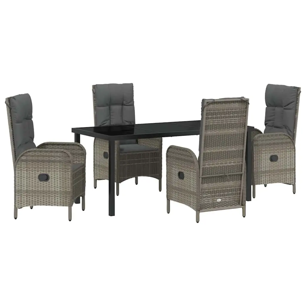 5-Piece Garden Dining Set with Cushions in Grey