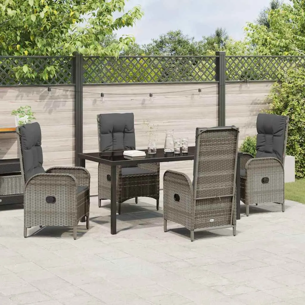 5-Piece Garden Dining Set with Cushions in Grey
