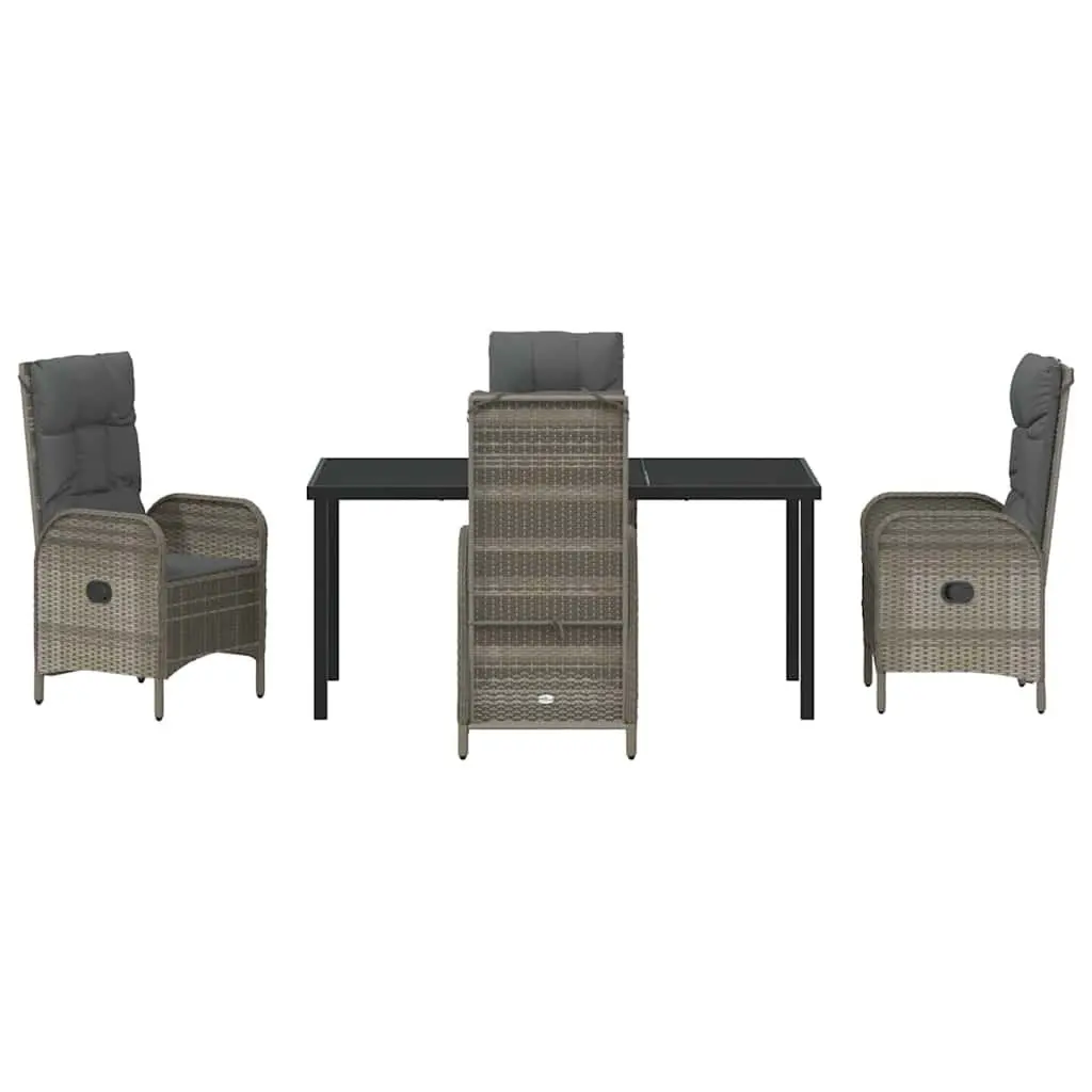 5-Piece Garden Dining Set with Cushions in Grey