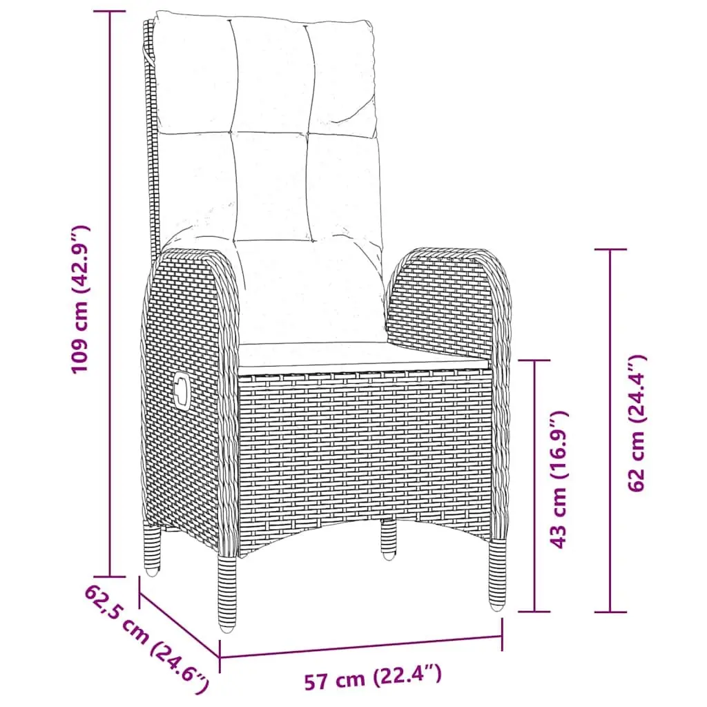5-Piece Garden Dining Set with Cushions in Grey