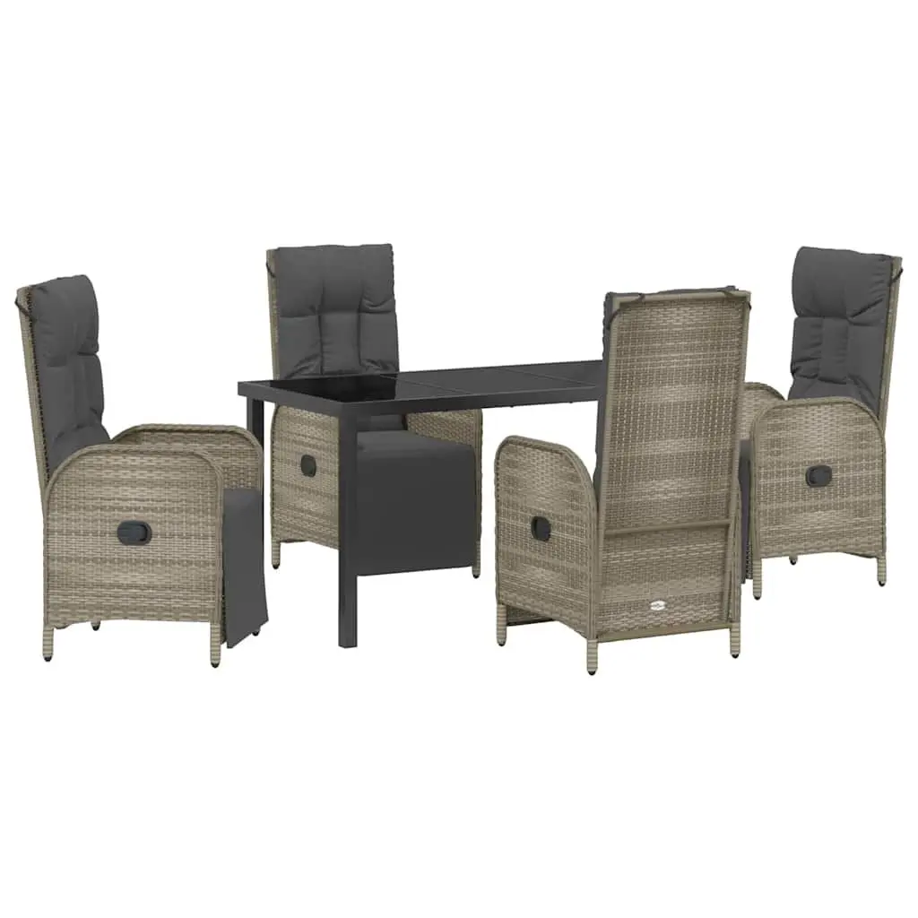 5-Piece Outdoor Garden Dining Set with Grey Poly Rattan