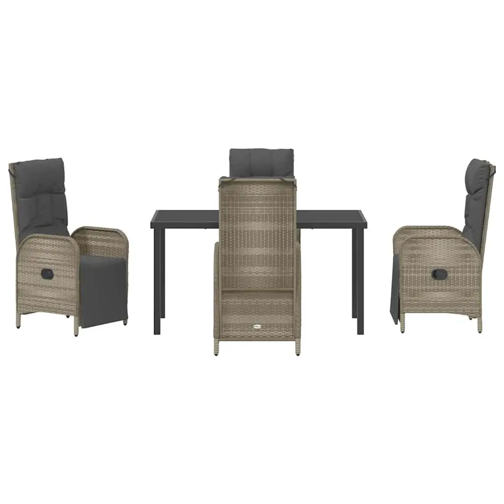 5-Piece Outdoor Garden Dining Set with Grey Poly Rattan