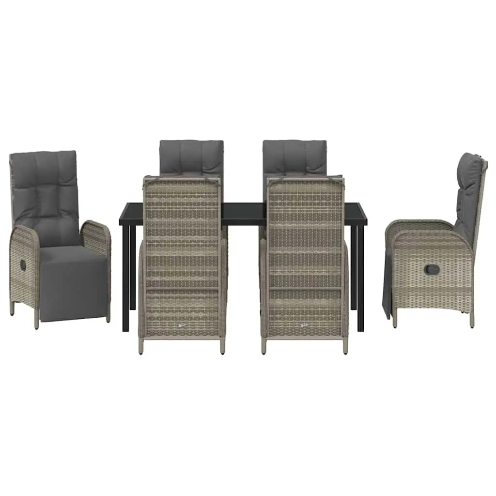 7-Piece Grey Poly Rattan Garden Dining Set