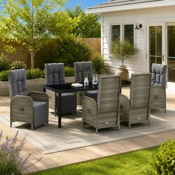 Stylish 7-Piece Garden Dining Set with Cushions