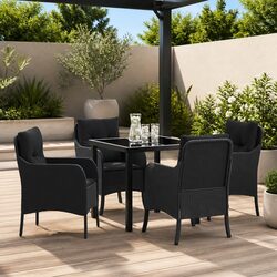 Premium 5 Piece Black Poly Rattan Garden Dining Set