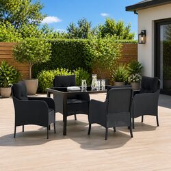 Stylish 5-Piece Outdoor Dining Set in Black Rattan