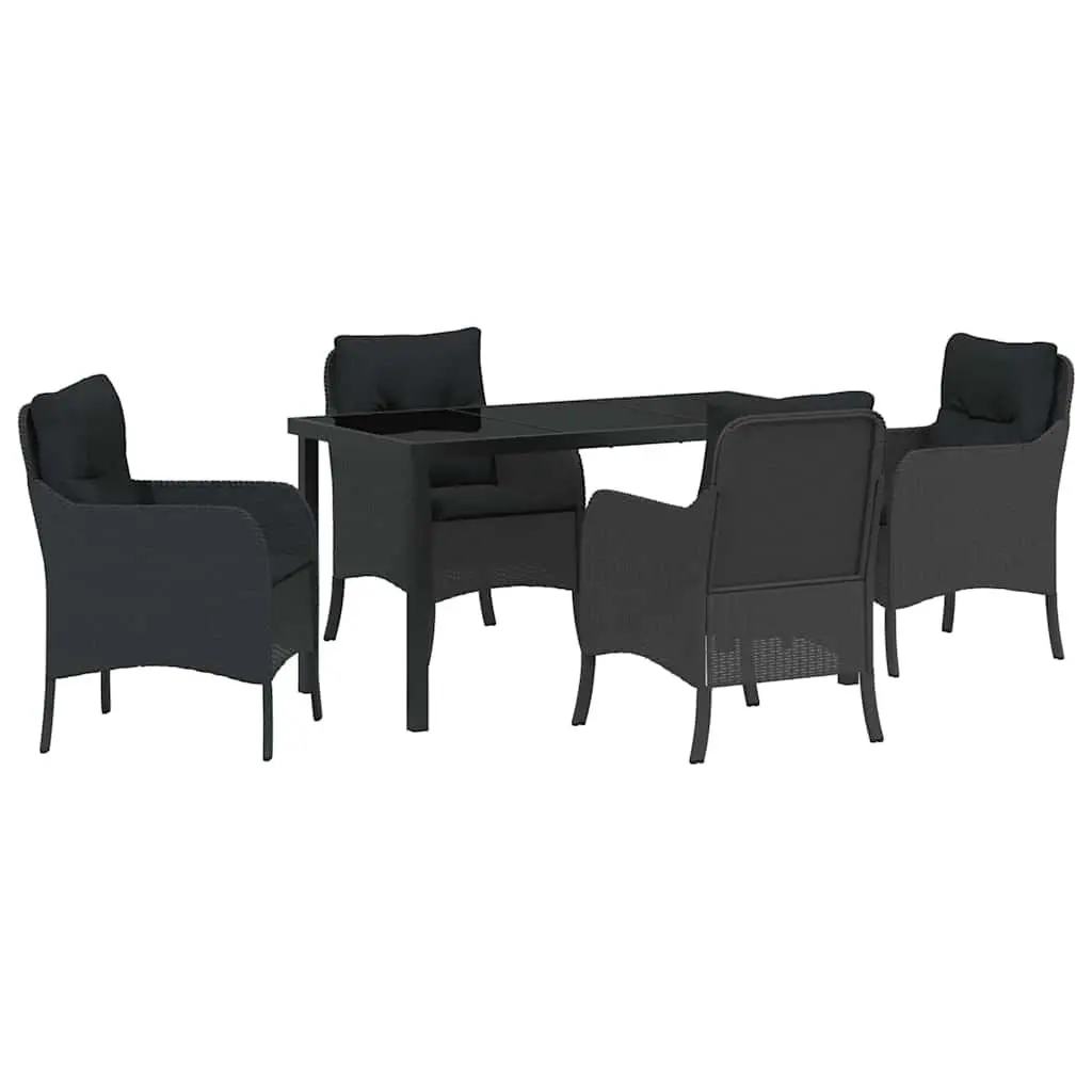 5-Piece Outdoor Dining Set in Black Rattan