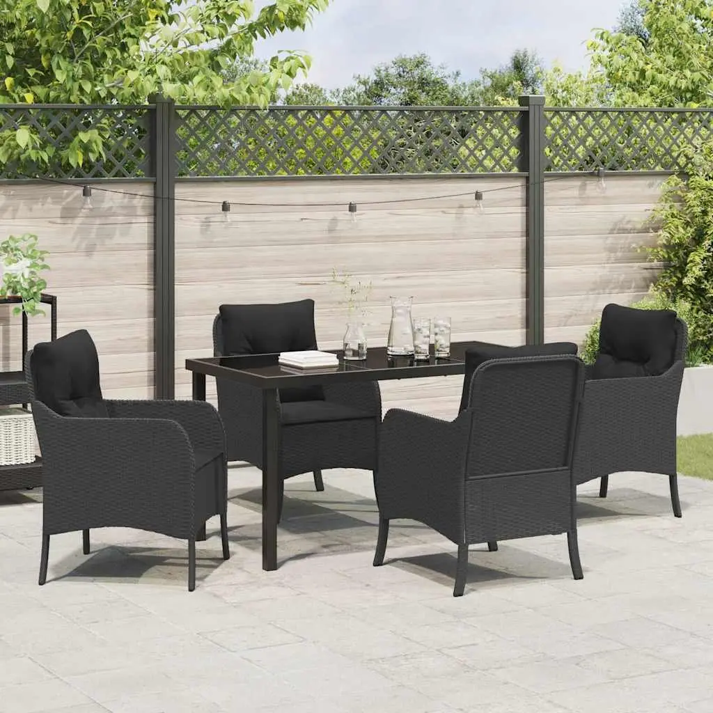 5-Piece Outdoor Dining Set in Black Rattan