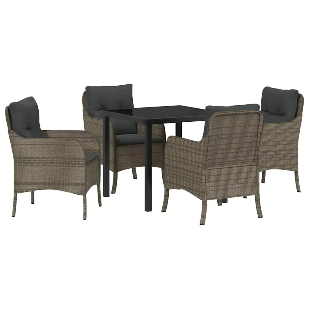 5-Piece Grey Outdoor Dining Set with Cushions