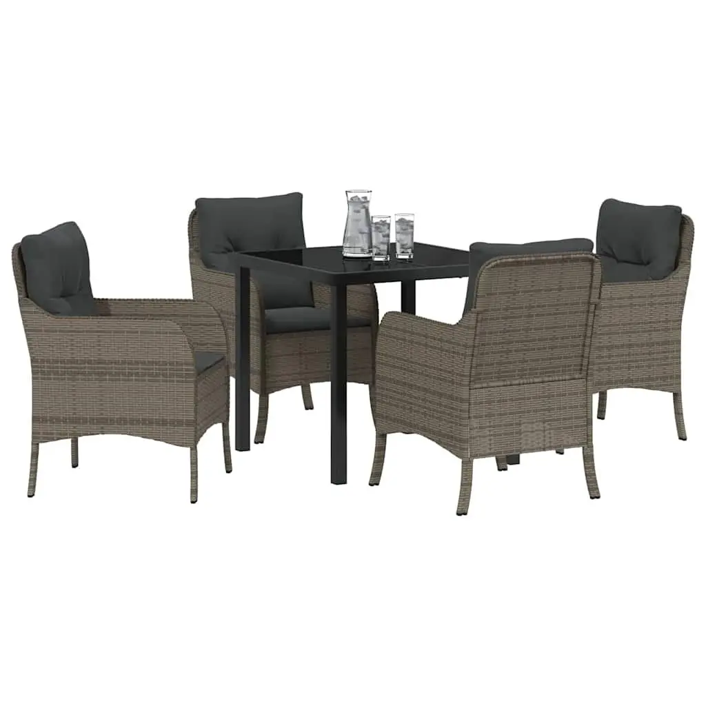 5-Piece Grey Outdoor Dining Set with Cushions