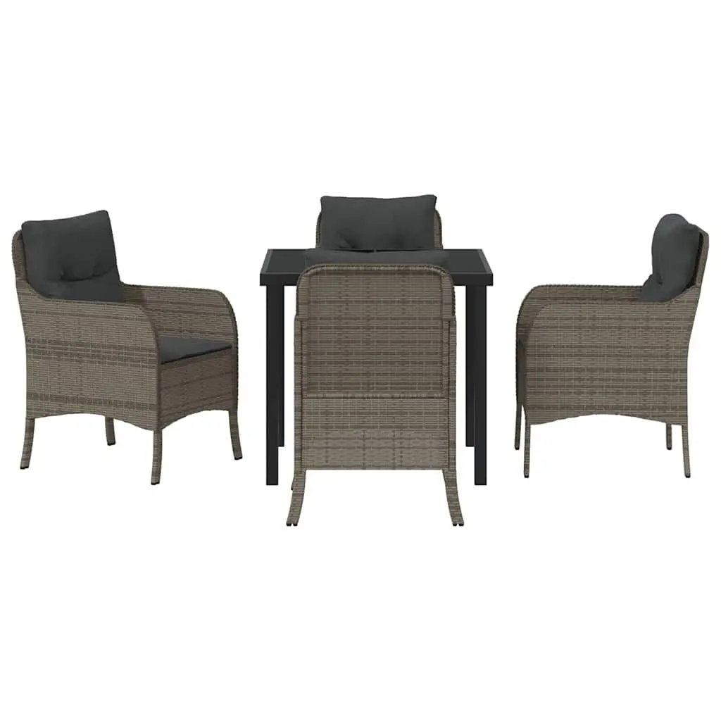 5-Piece Grey Outdoor Dining Set with Cushions