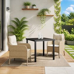 Durable Garden Dining Set with Cushions in Beige