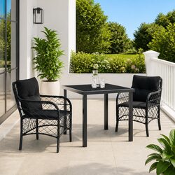 Premium Garden Dining Set 3-Piece Black Poly Rattan
