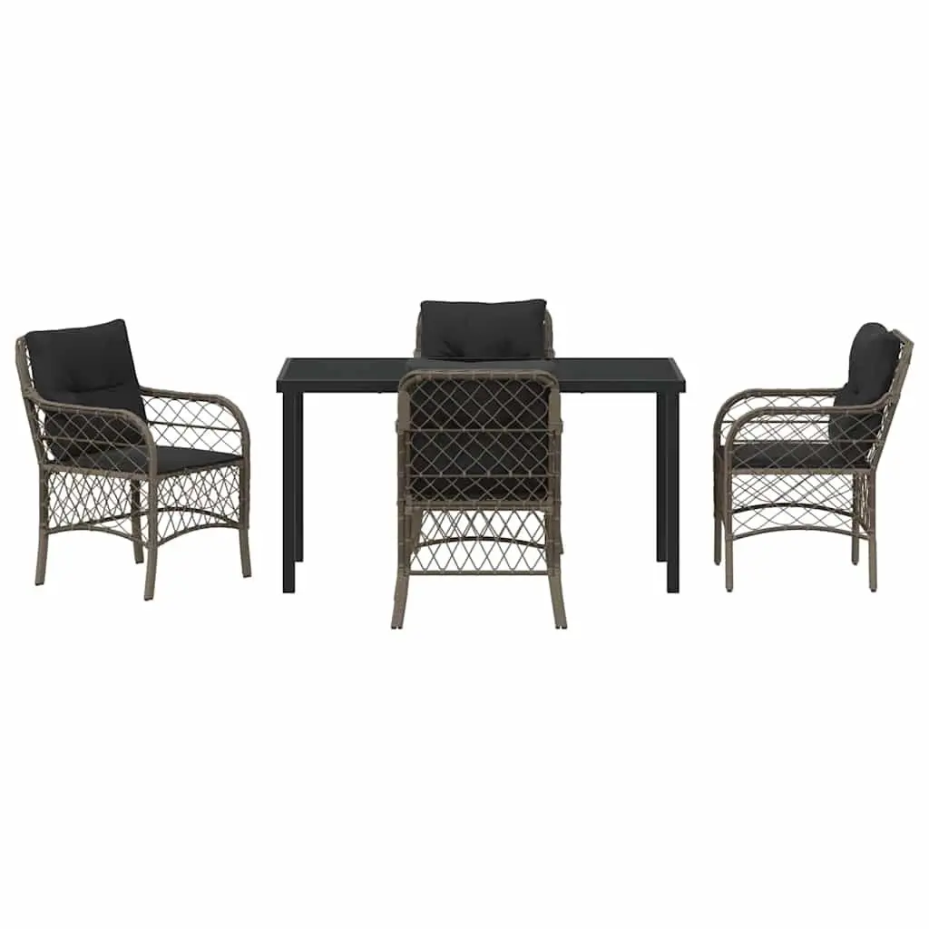 5-Piece Grey Poly Rattan Garden Dining Set
