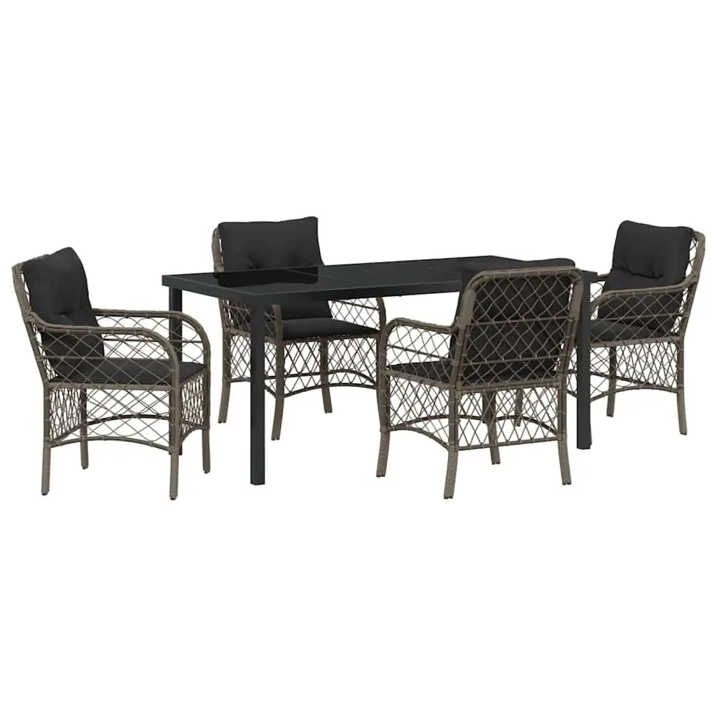 5-Piece Outdoor Dining Set in Grey Rattan