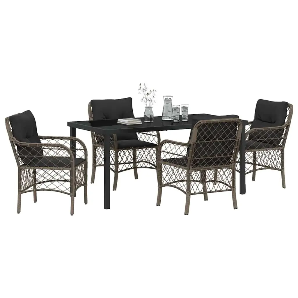 5-Piece Outdoor Dining Set in Grey Rattan