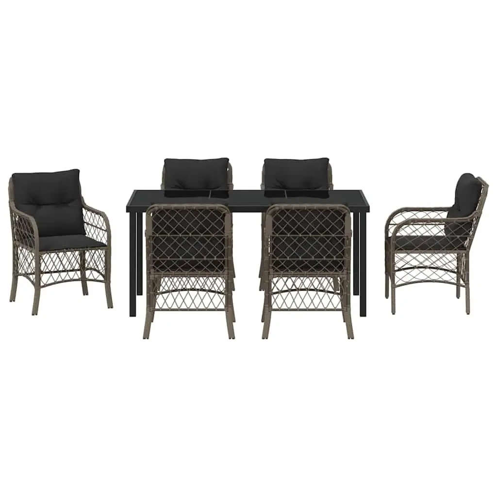 7-Piece Garden Dining Set in Grey Poly Rattan