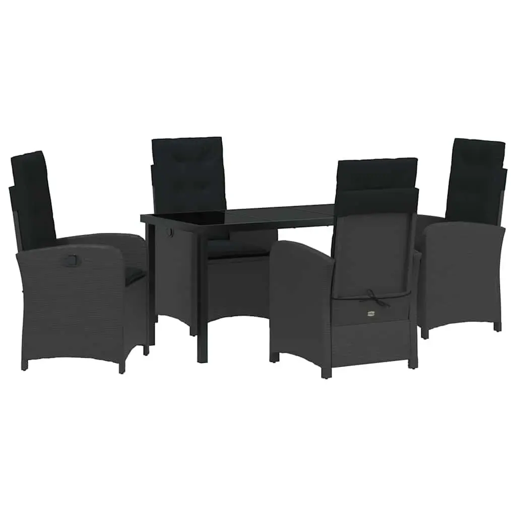 Garden Dining Set Poly Rattan 5 Pieces Black Outdoor Furniture Patio Table