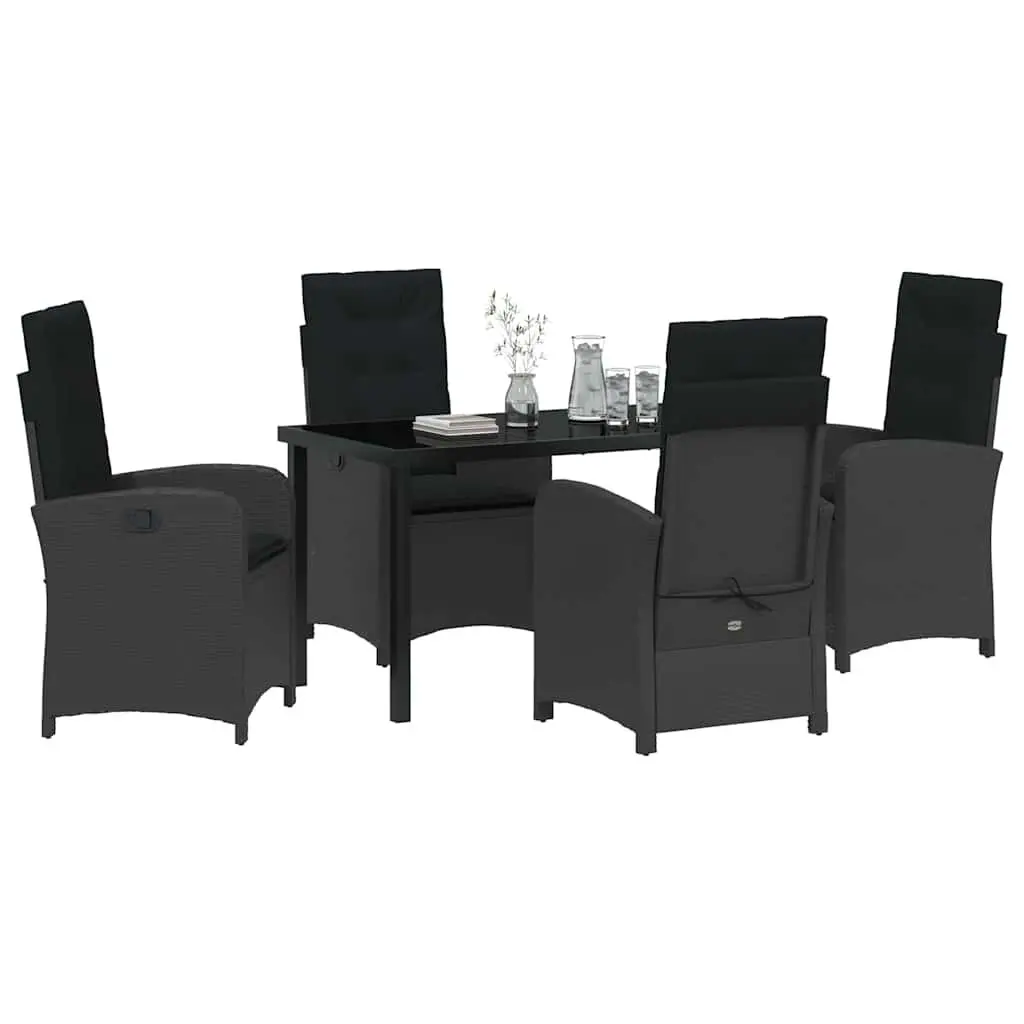 Garden Dining Set Poly Rattan 5 Pieces Black Outdoor Furniture Patio Table