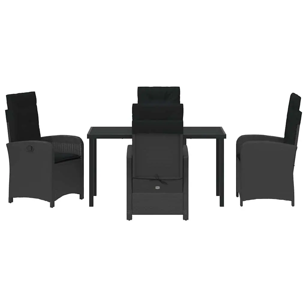 Garden Dining Set Poly Rattan 5 Pieces Black Outdoor Furniture Patio Table