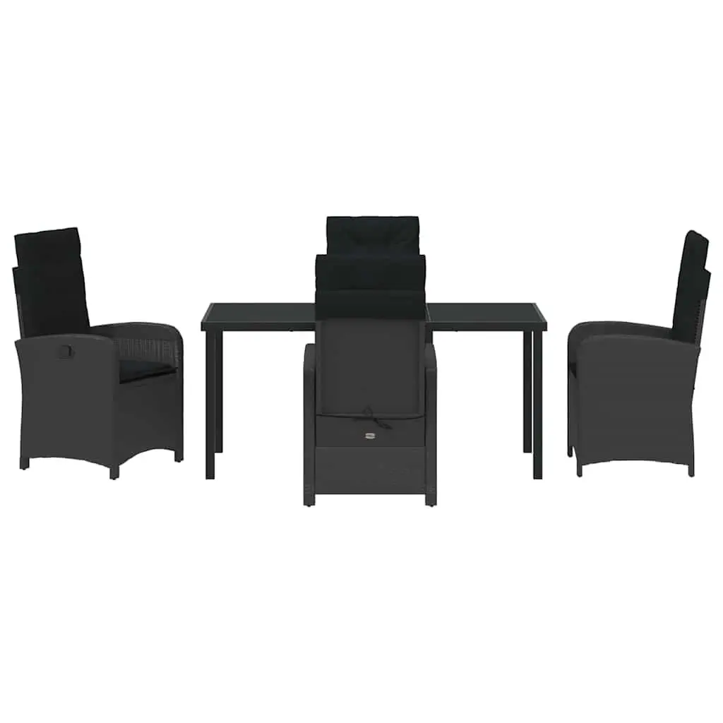 Garden Dining Set Poly Rattan 5 Pieces Black with Cushions