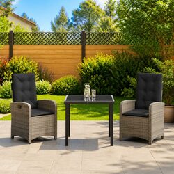 Stylish 3 Piece Garden Dining Set with Cushions
