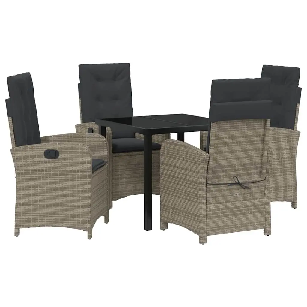 5-Piece Grey Garden Dining Set with Cushions