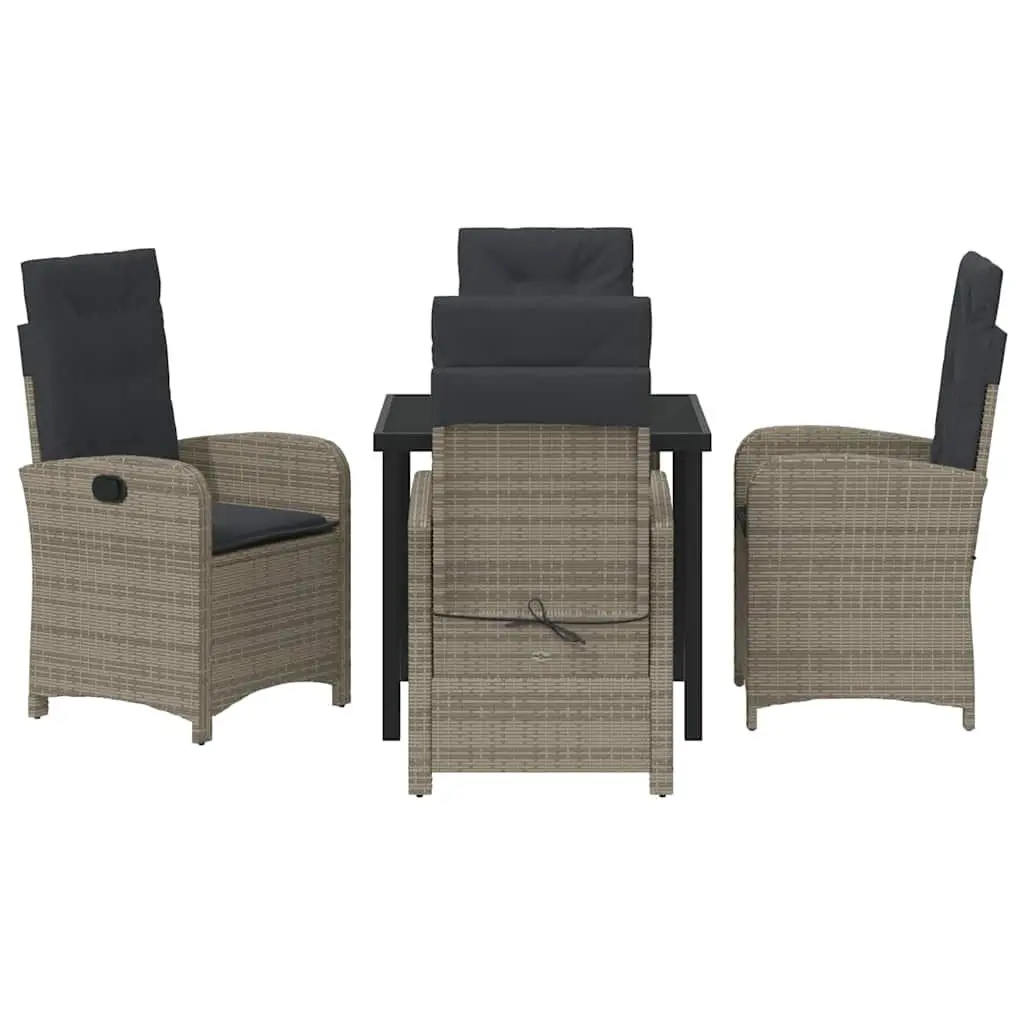 5-Piece Grey Garden Dining Set with Cushions