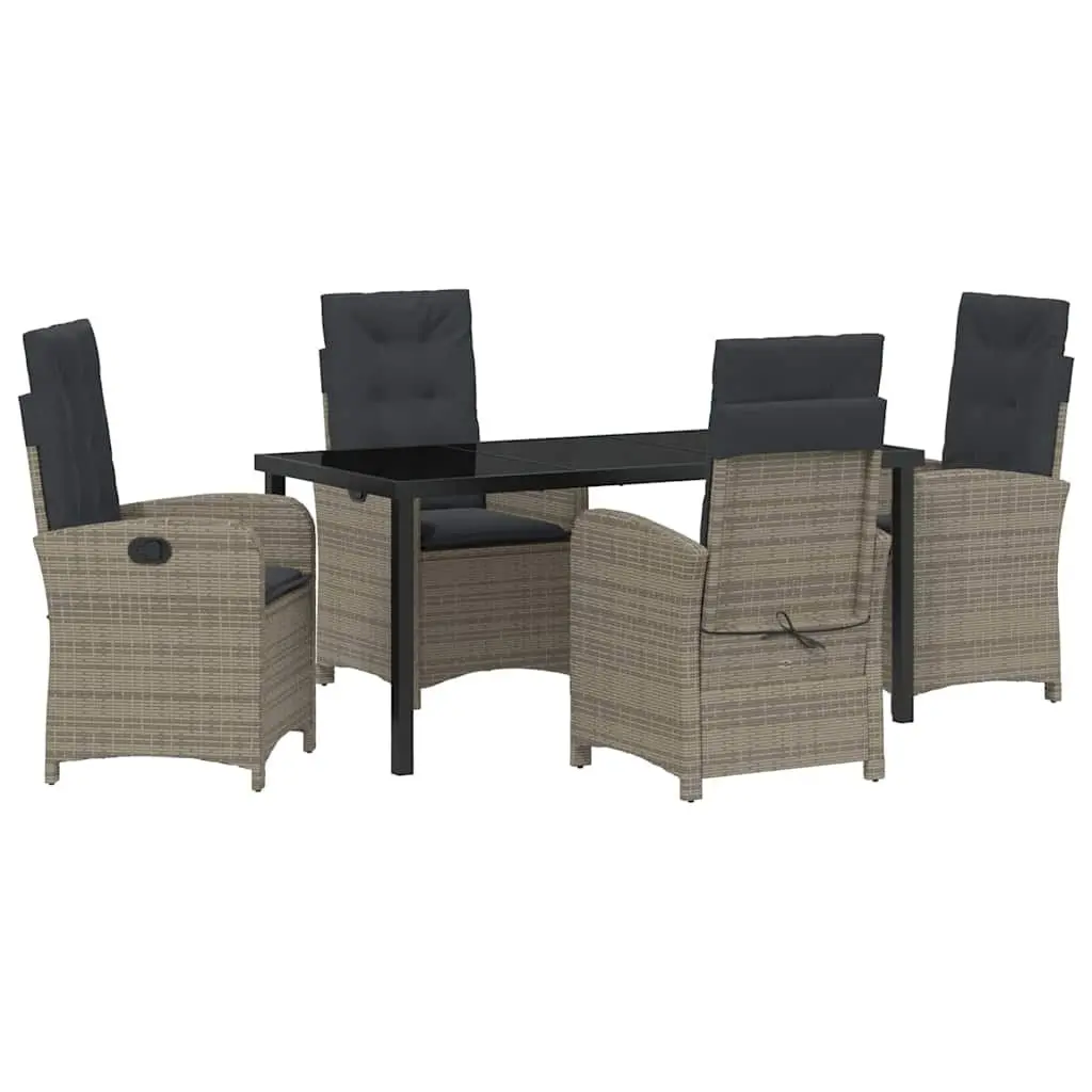 5 Piece Garden Dining Set in Grey Poly Rattan
