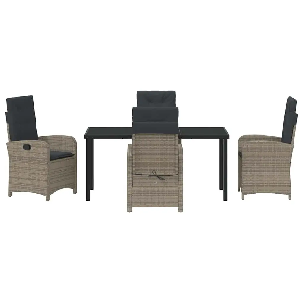 5 Piece Garden Dining Set in Grey Poly Rattan
