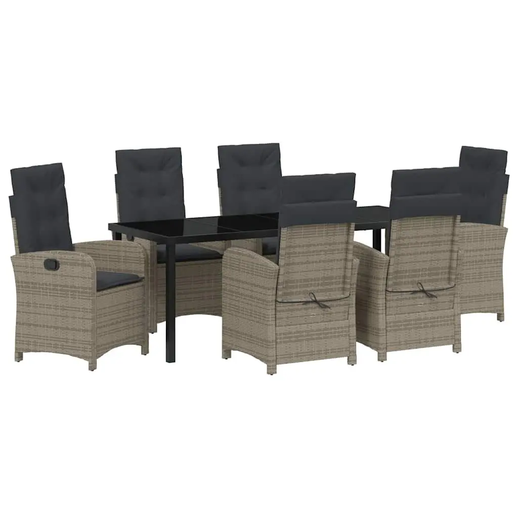 7 Piece Grey Poly Rattan Garden Dining Set
