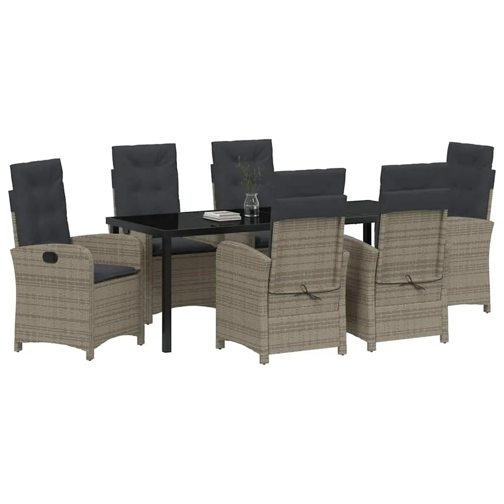 7 Piece Grey Poly Rattan Garden Dining Set