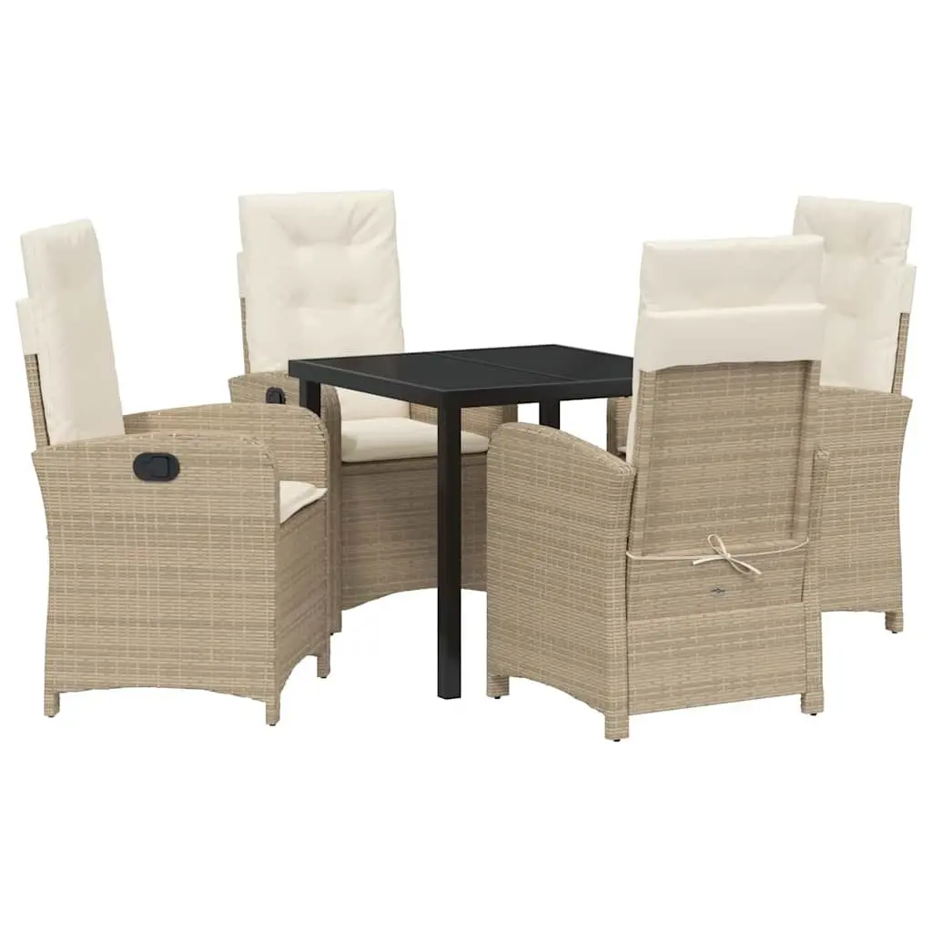 5-Piece Beige Outdoor Dining Set with Cushions