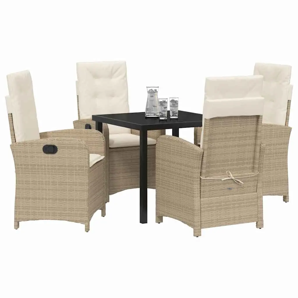 5-Piece Beige Outdoor Dining Set with Cushions
