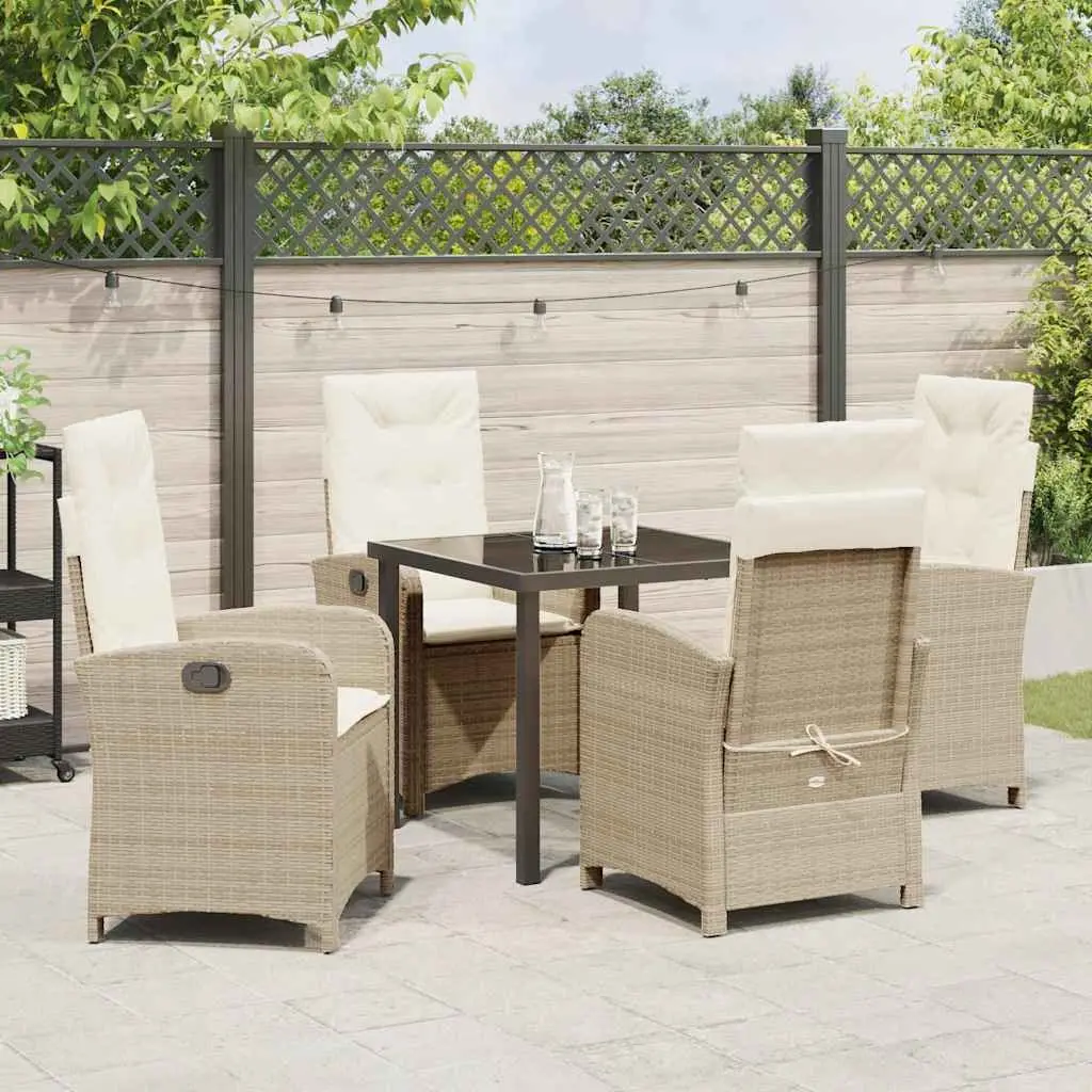 5-Piece Beige Outdoor Dining Set with Cushions