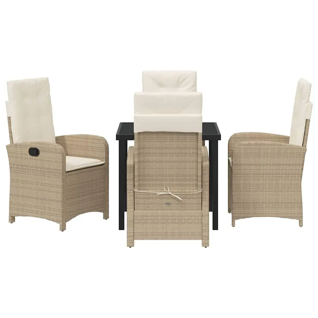 5-Piece Beige Outdoor Dining Set with Cushions