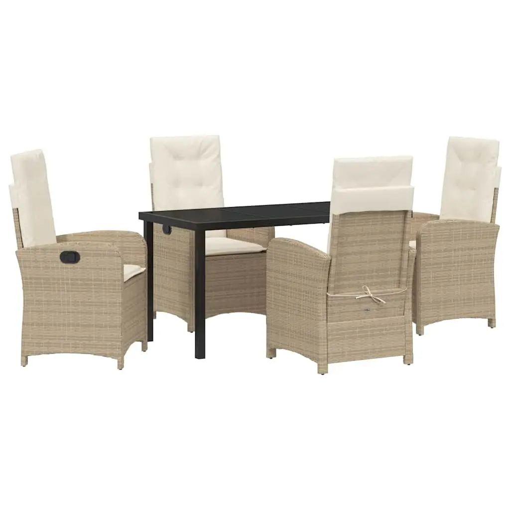 5-Piece Garden Dining Set with Cushions in Beige