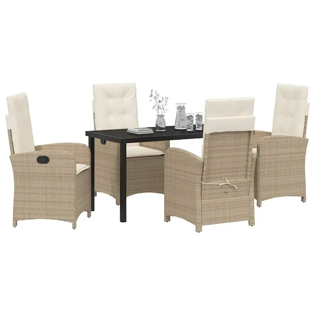 5-Piece Garden Dining Set with Cushions in Beige