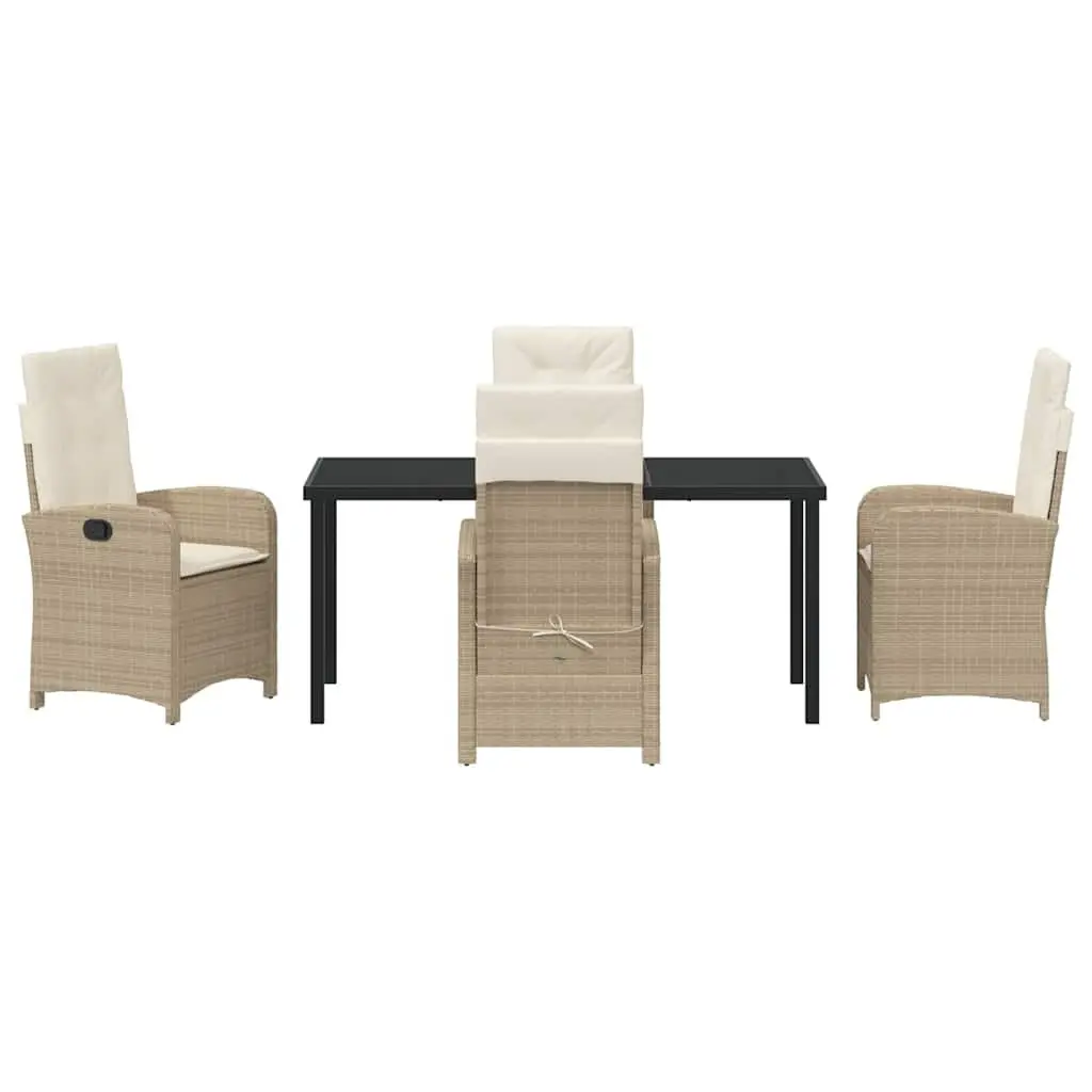 5-Piece Beige Poly Rattan Garden Dining Set with Cushions