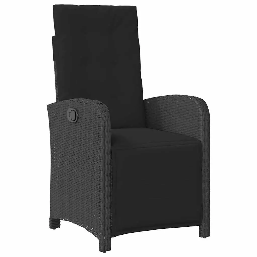 Black Poly Rattan Patio Dining Set with Glass Top