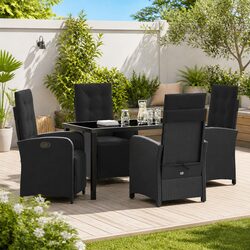 Premium 5-Piece Black Rattan Garden Dining Set