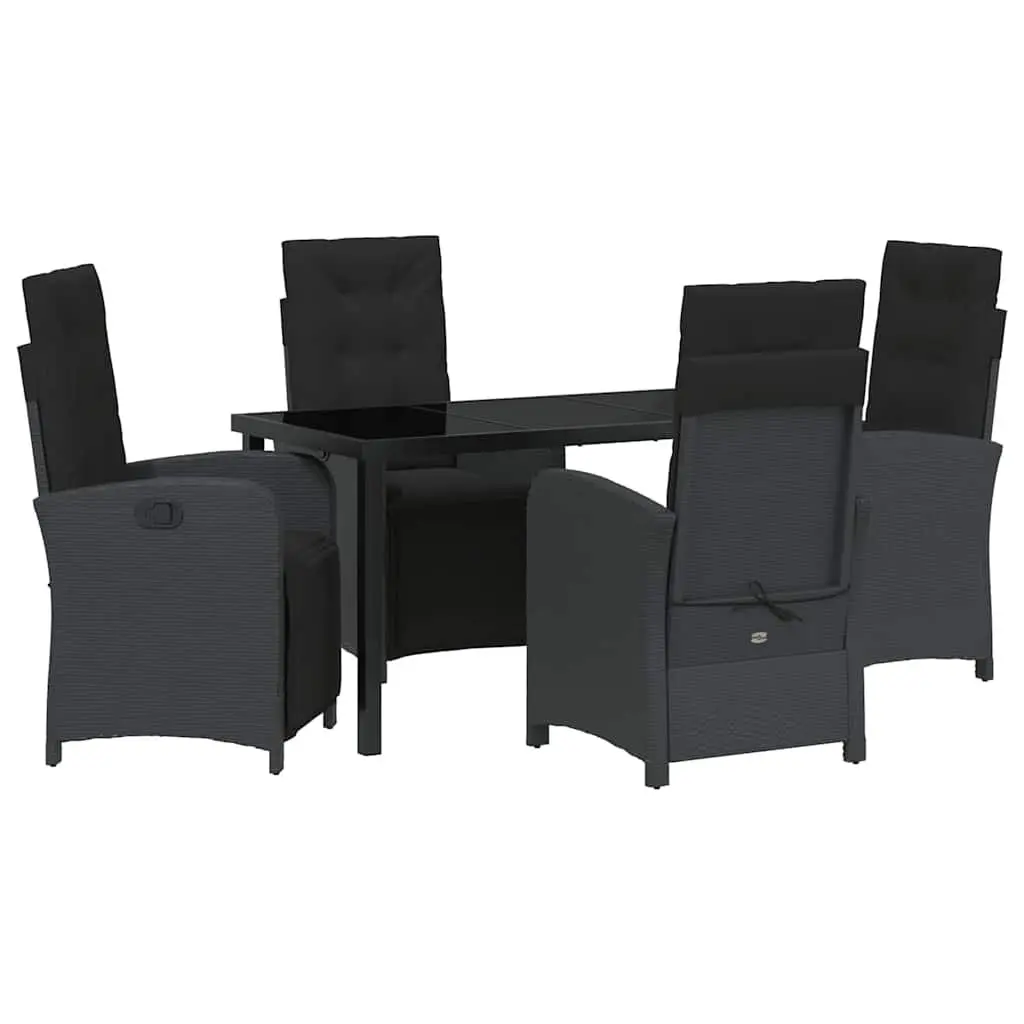 5-Piece Black Rattan Garden Dining Set