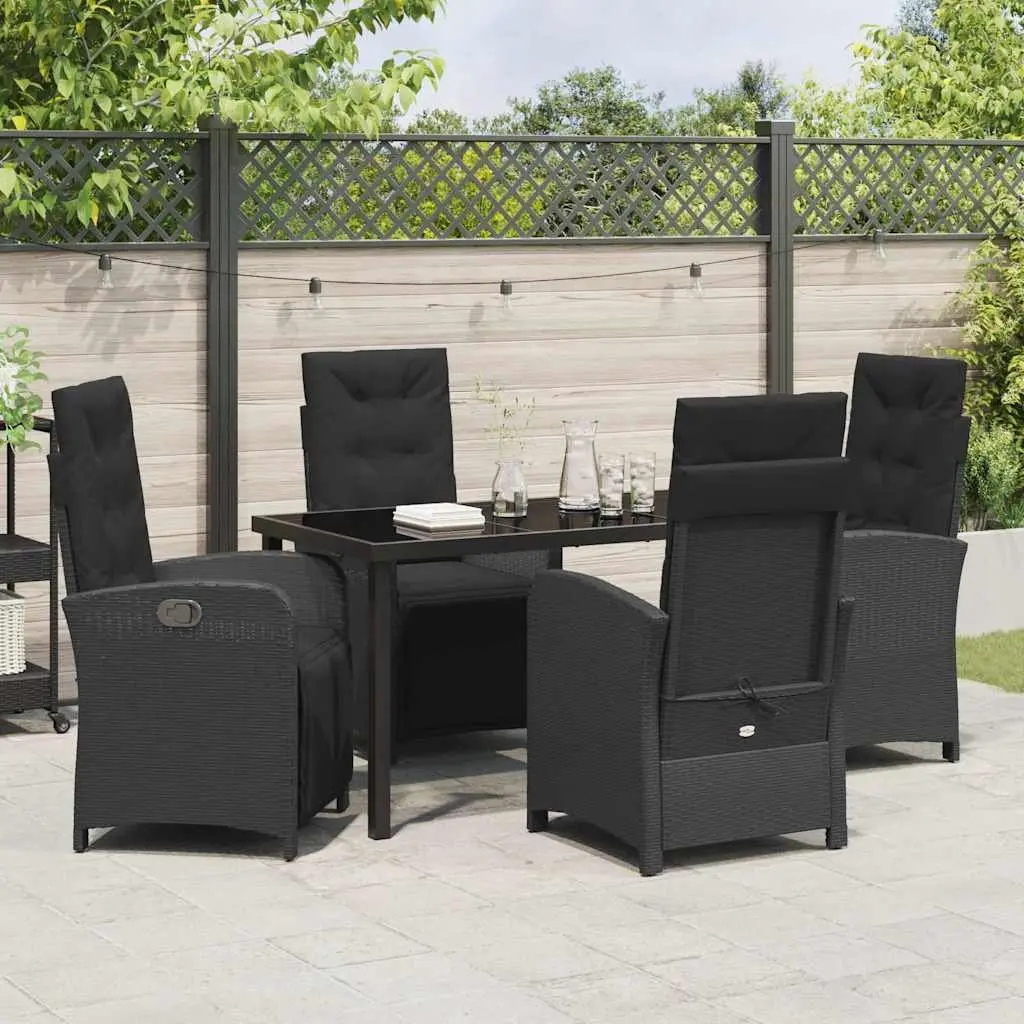 5-Piece Black Rattan Garden Dining Set