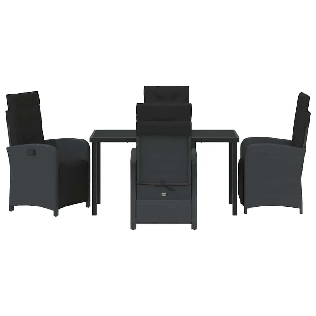 5-Piece Black Rattan Garden Dining Set