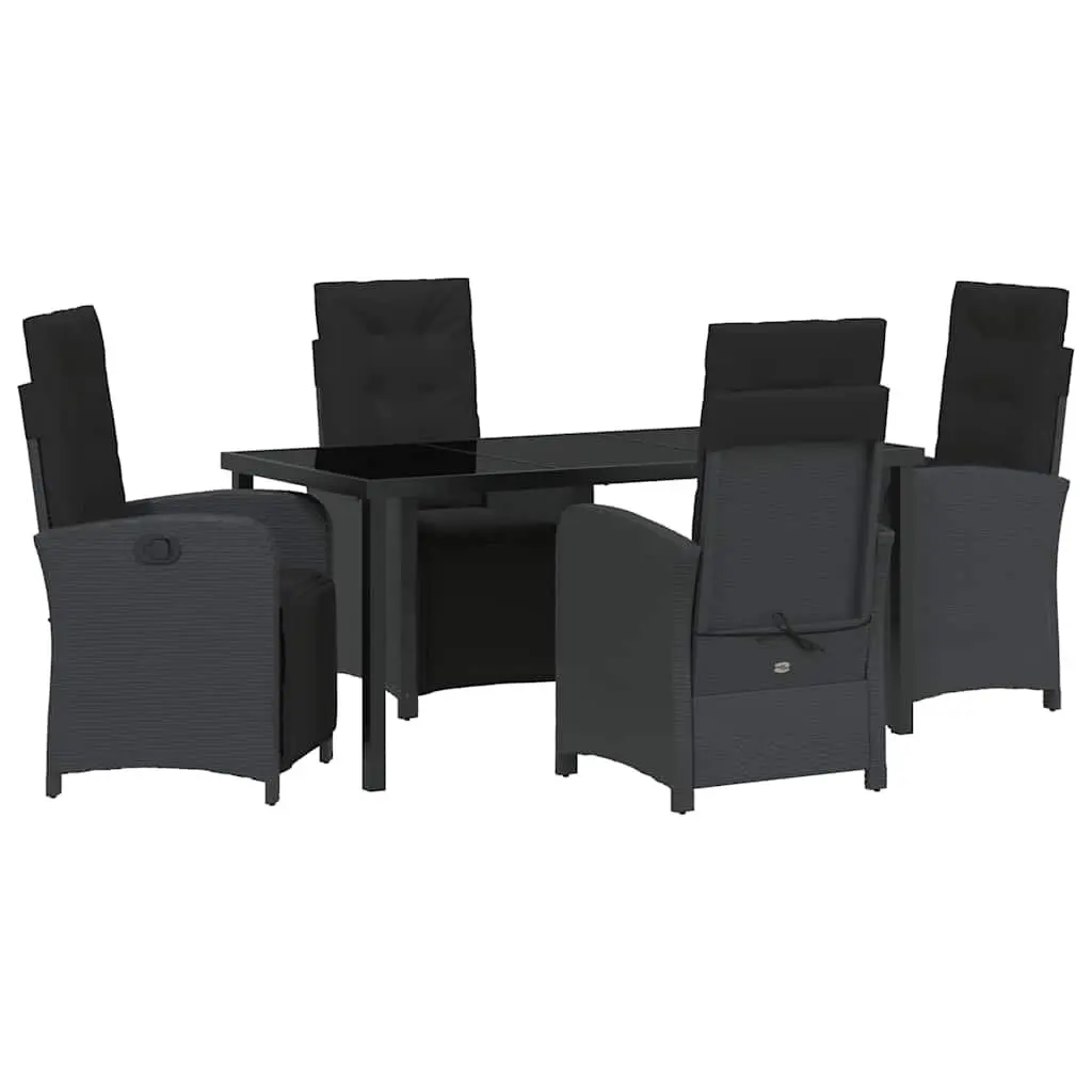 Black Poly Rattan 5 Piece Outdoor Dining Set