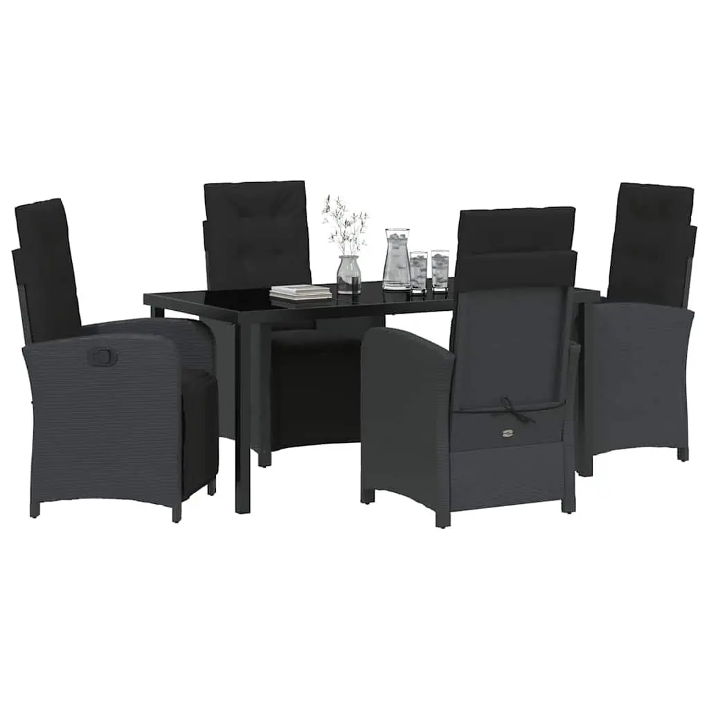 Black Poly Rattan 5 Piece Outdoor Dining Set