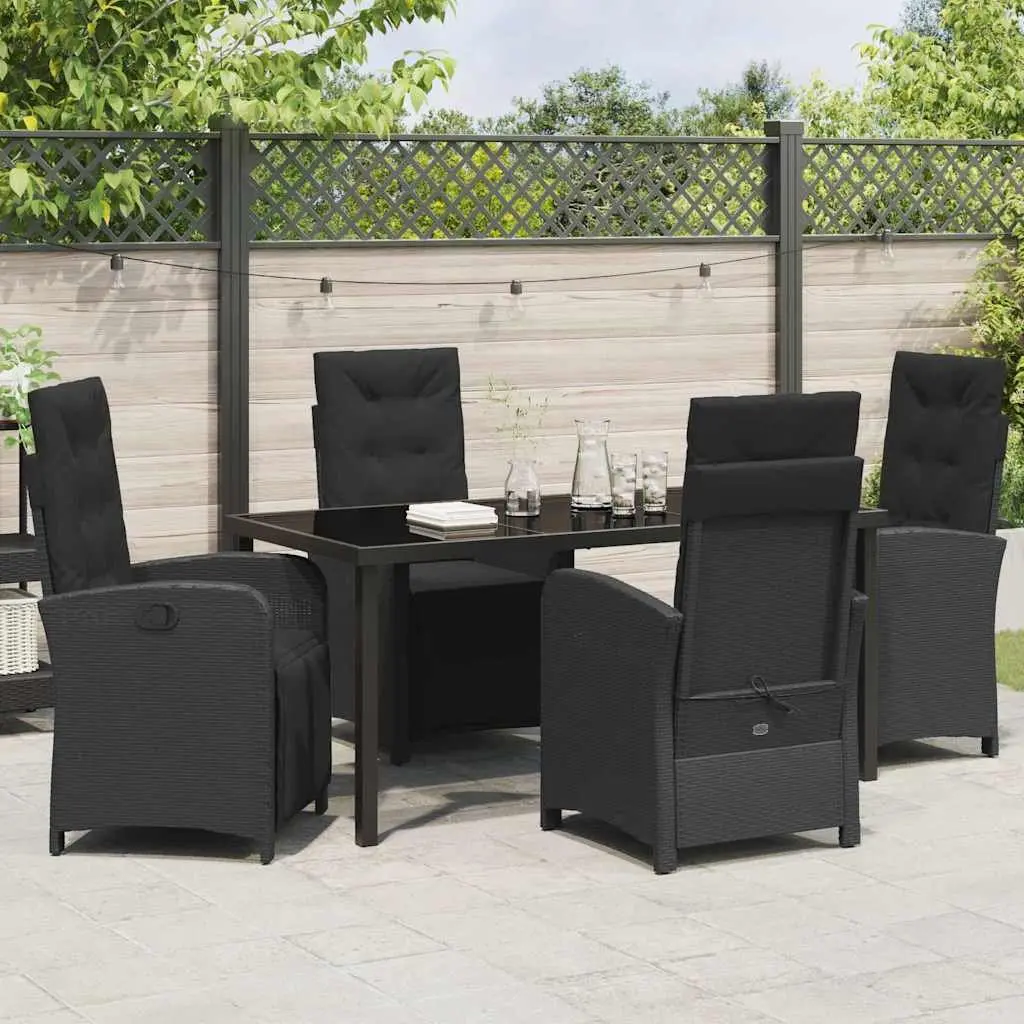 Black Poly Rattan 5 Piece Outdoor Dining Set