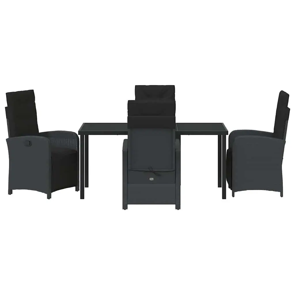 Black Poly Rattan 5 Piece Outdoor Dining Set